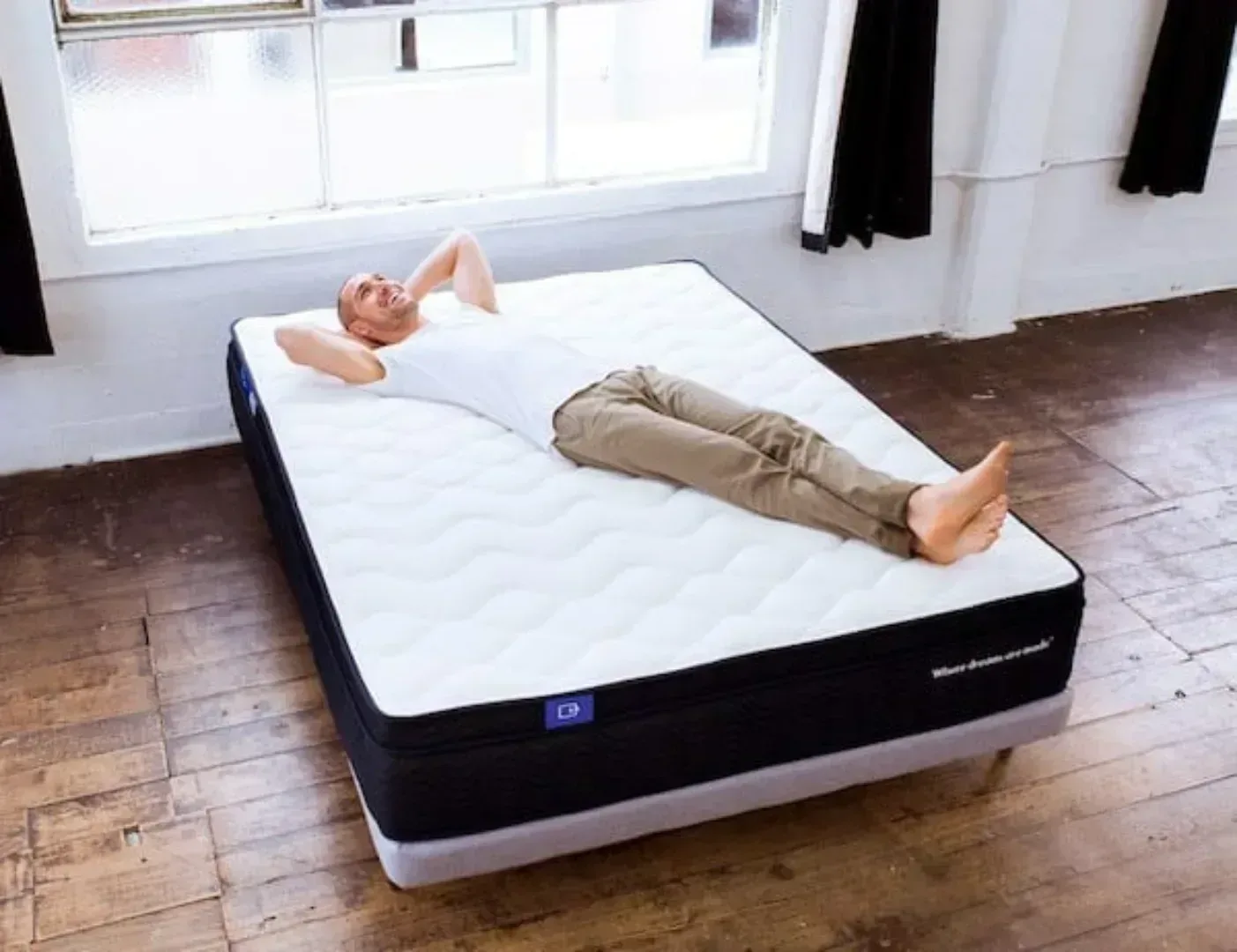 Man lying on Sleep Republic mattress