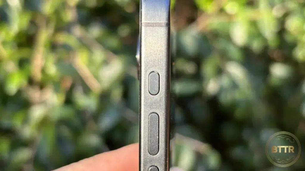 Close up of the action button on the iPhone 15 Pro
