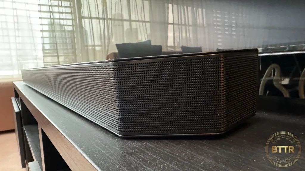 Almost side view of the soundbar
